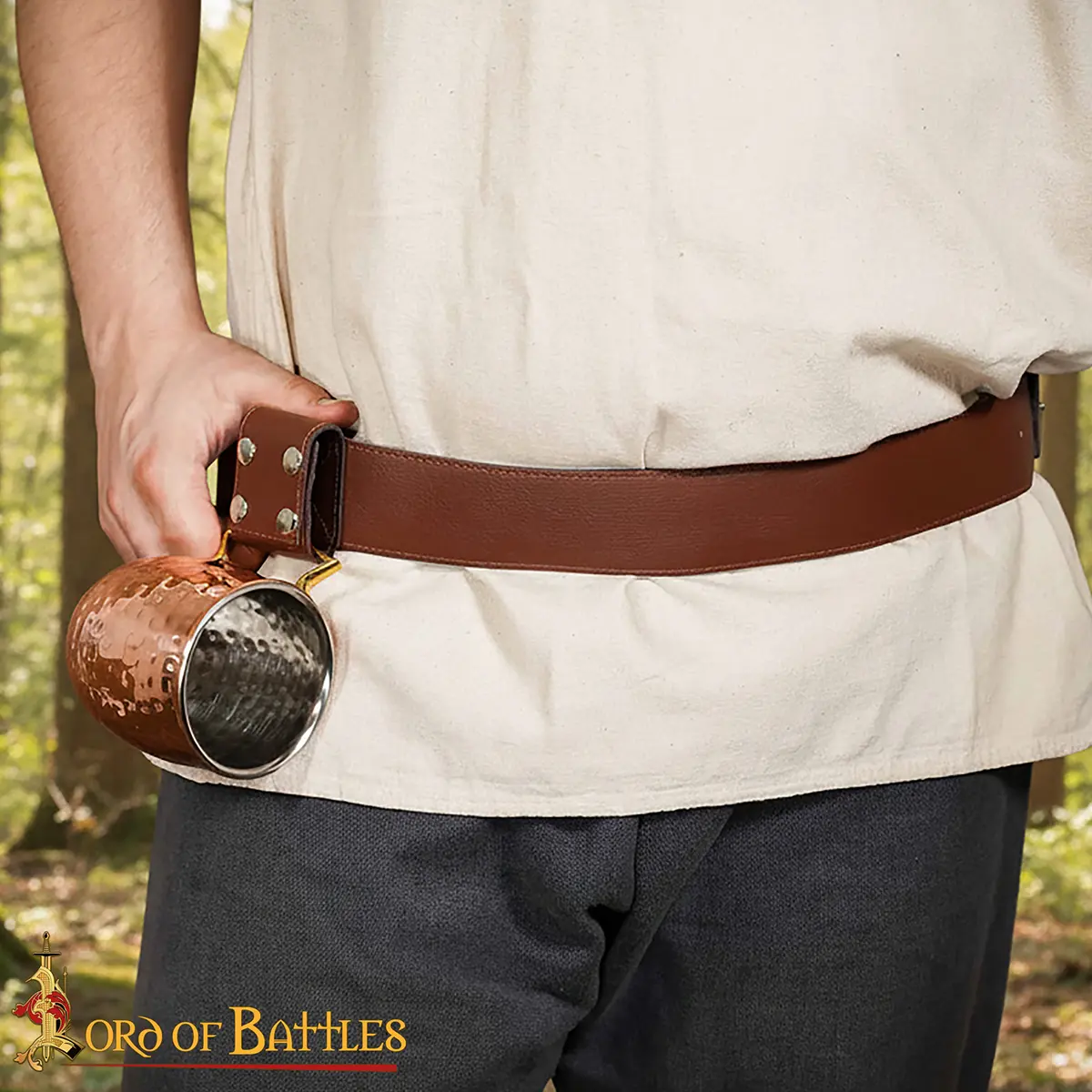 Medieval Leather Sword Belt – Handcrafted Belt with Riveted Reinforcements for LARP, Stage , Costume Medieval Leather Sword Belt – Handcrafted Belt with Riveted Reinforcements for LARP, Stage , Costume - Image 2