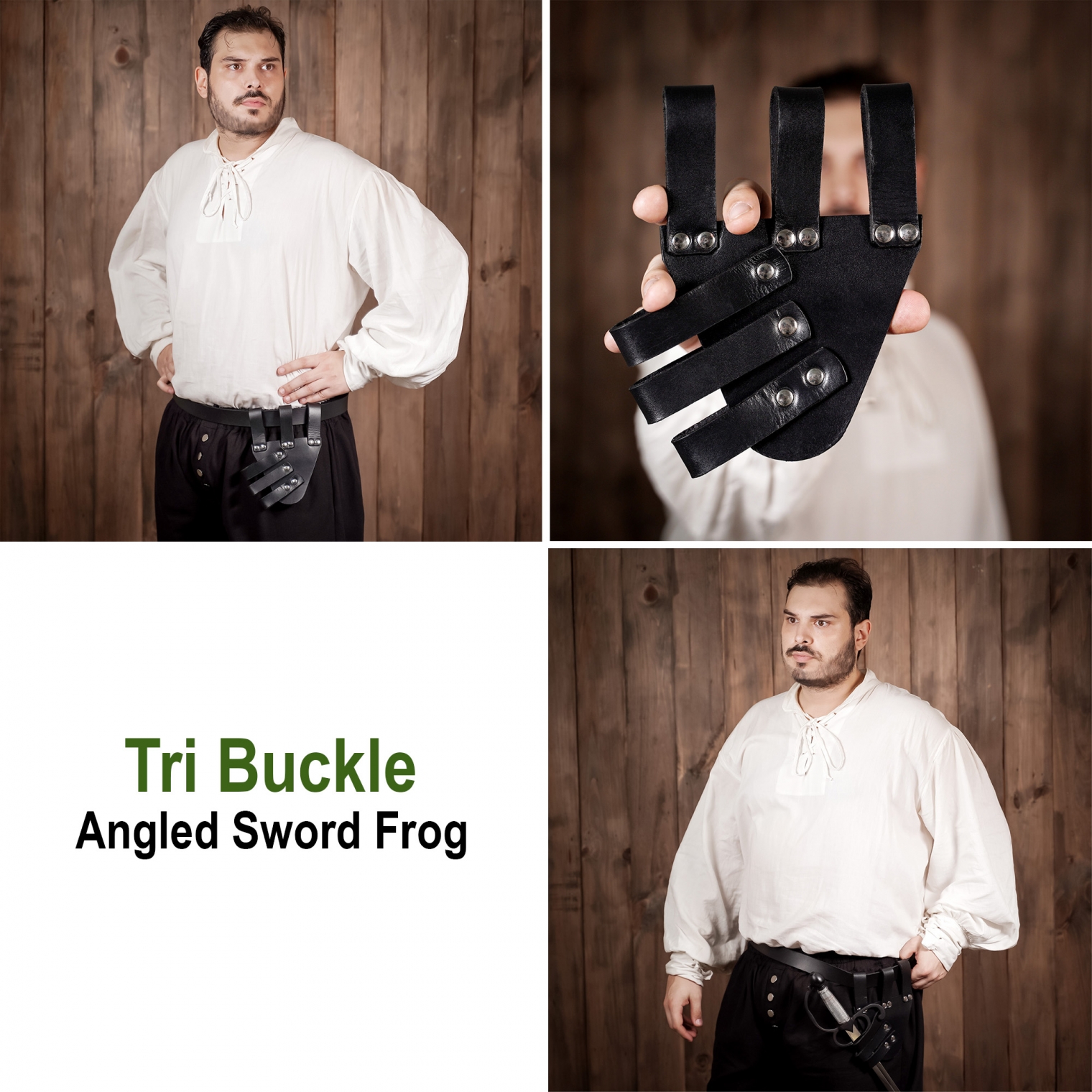 Medieval Angled Tri Buckle Rapier Frog Genuine Leather Frog - Lord of ...