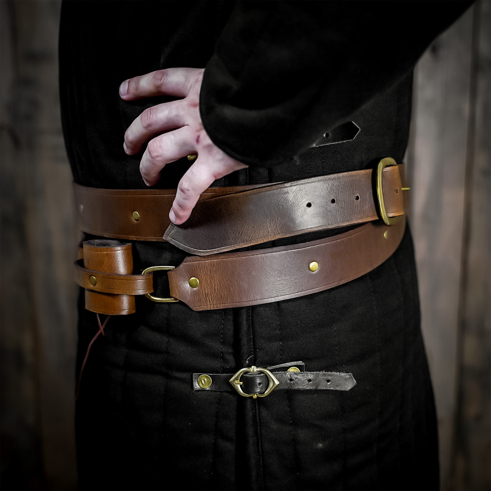 Two-part sword belt, black 