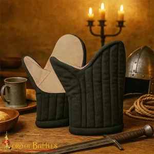 Medieval Padded Gloves Cotton Canvas with Leather Grip – Medieval Hand Protection