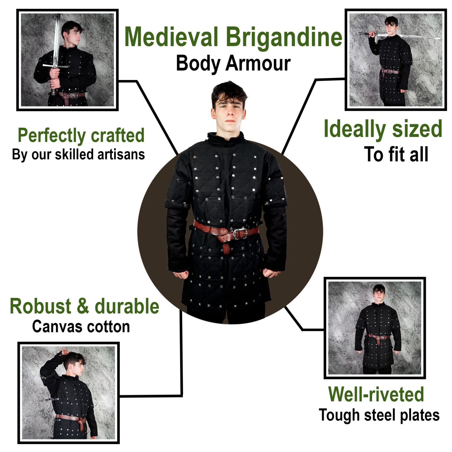 Riveted Steel Plates Body Armor - Lord of Battles Medieval Brigandine
