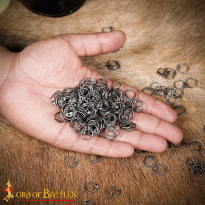1 kg Loose Chainmail Rings - Mild Steel Dome Riveted Flat Rings with Rivets  17 Gauge / 9 mm - Lord of Battles
