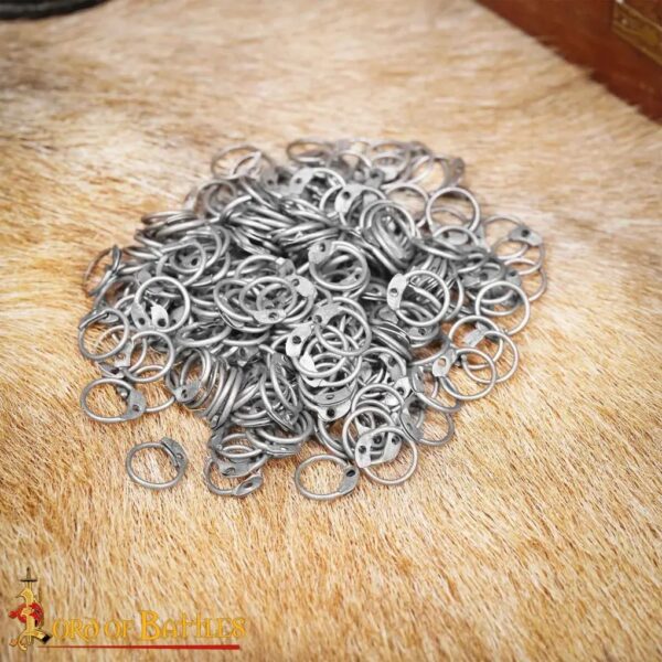 Mild Steel Loose Rings, Round Rings with Dome Rivets, 9 mm 18 gauge, Craft and Repair Chainmail Armour
