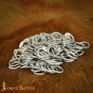 Aluminium Loose Rings, Round Rings with Dome Rivets, 10 mm 16 gauge, Craft and Repair Chainmail Armour