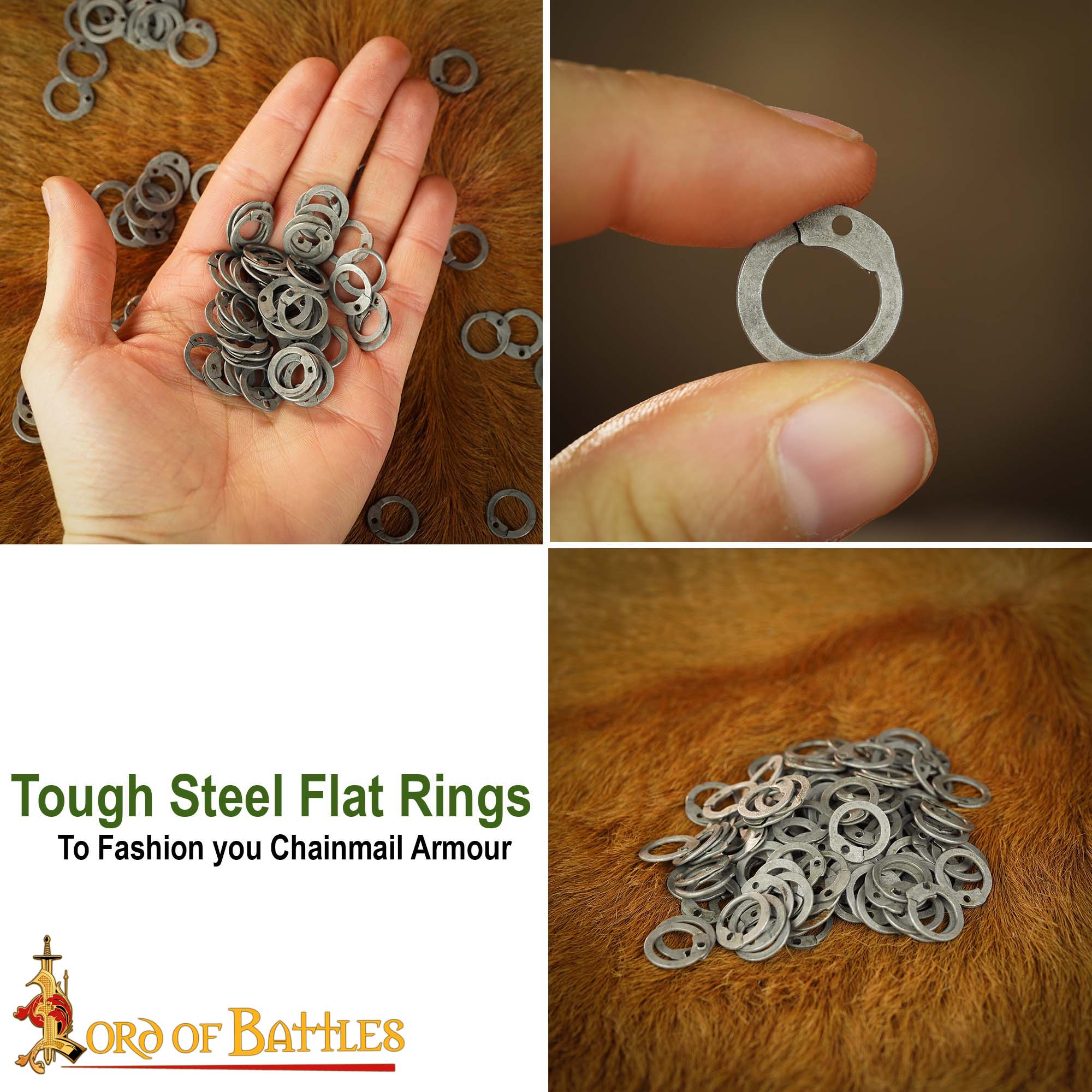 DFNM 1 kg Loose Chainmail Rings - Mild Steel Dome Riveted Flat Rings with  Rivets 18 Gauge /