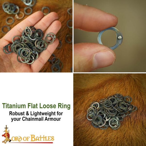Titanium Loose Rings, Flat Rings with Dome Rivets, 9 mm 17 gauge, Craft and Repair Chainmail Armour - Image 10
