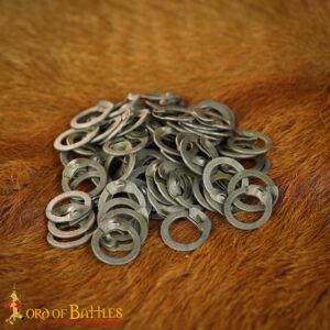 Mild Steel Loose Rings, Flat Rings with Wedge Rivets, 9 mm 17 gauge, Craft and Repair Chainmail Armour
