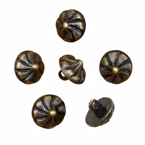 Classic Late Middle Age Antique Brass Fleur Buttons Apparel Accessory