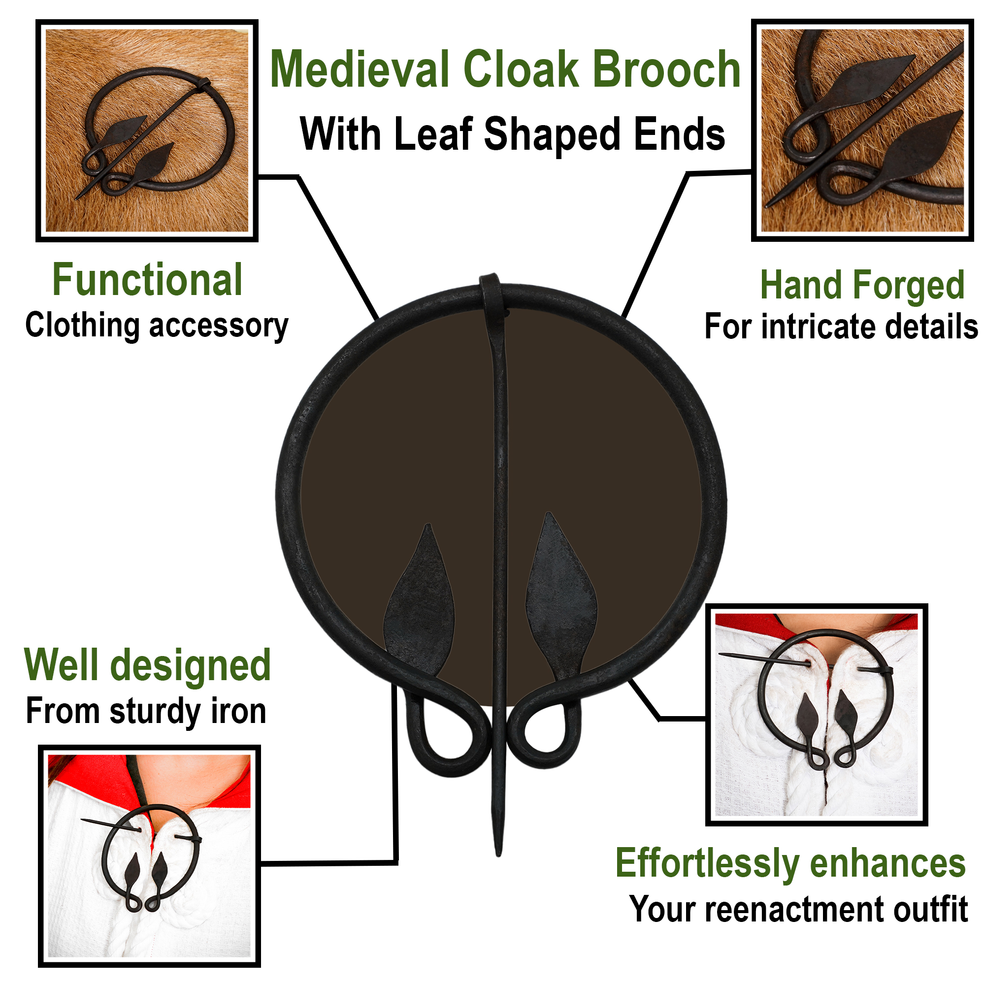 Cloak Brooch Leaf Brooch  Raven Fox Capes and Cloaks