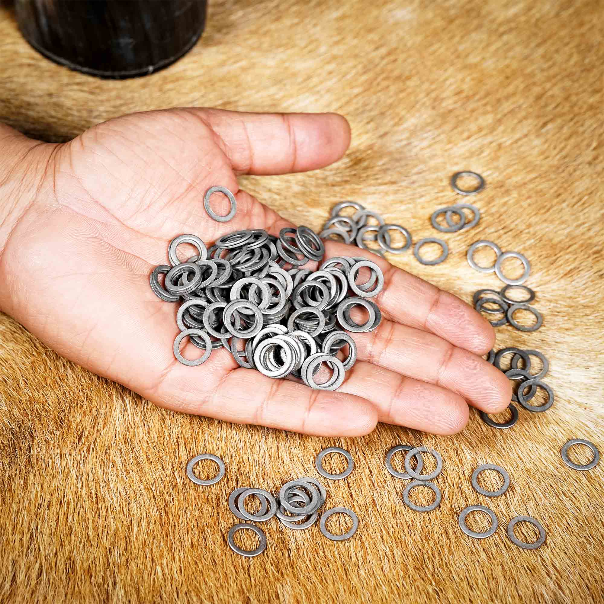 By The Sword, Inc. - Loose Chainmail Rings - Blackened Solid Flat Ring 6mm