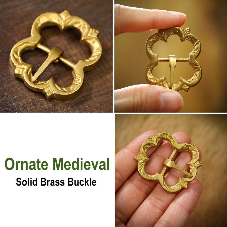 Functional Set of 5 Medieval Brass Belt Buckles by Lord of Battles
