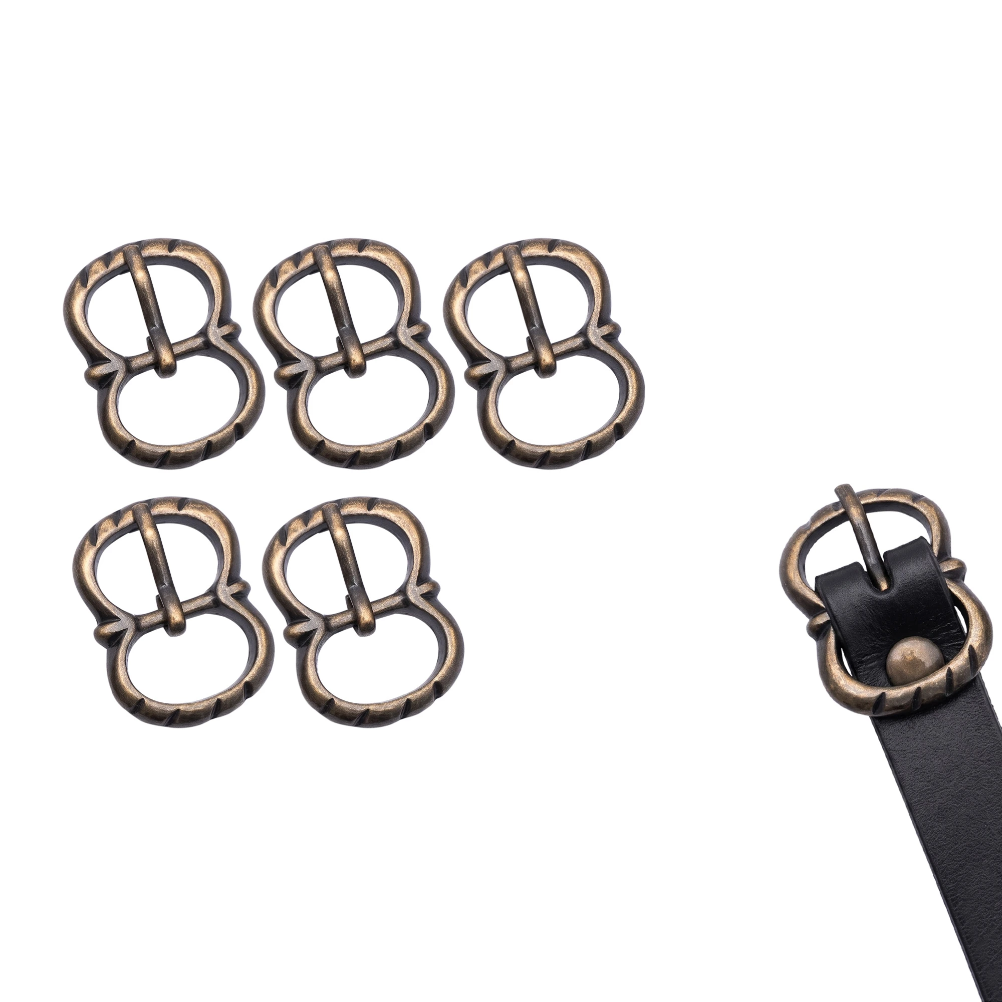 Belt Buckle Set of 5 Brass Double Loop Buckle - Image 4