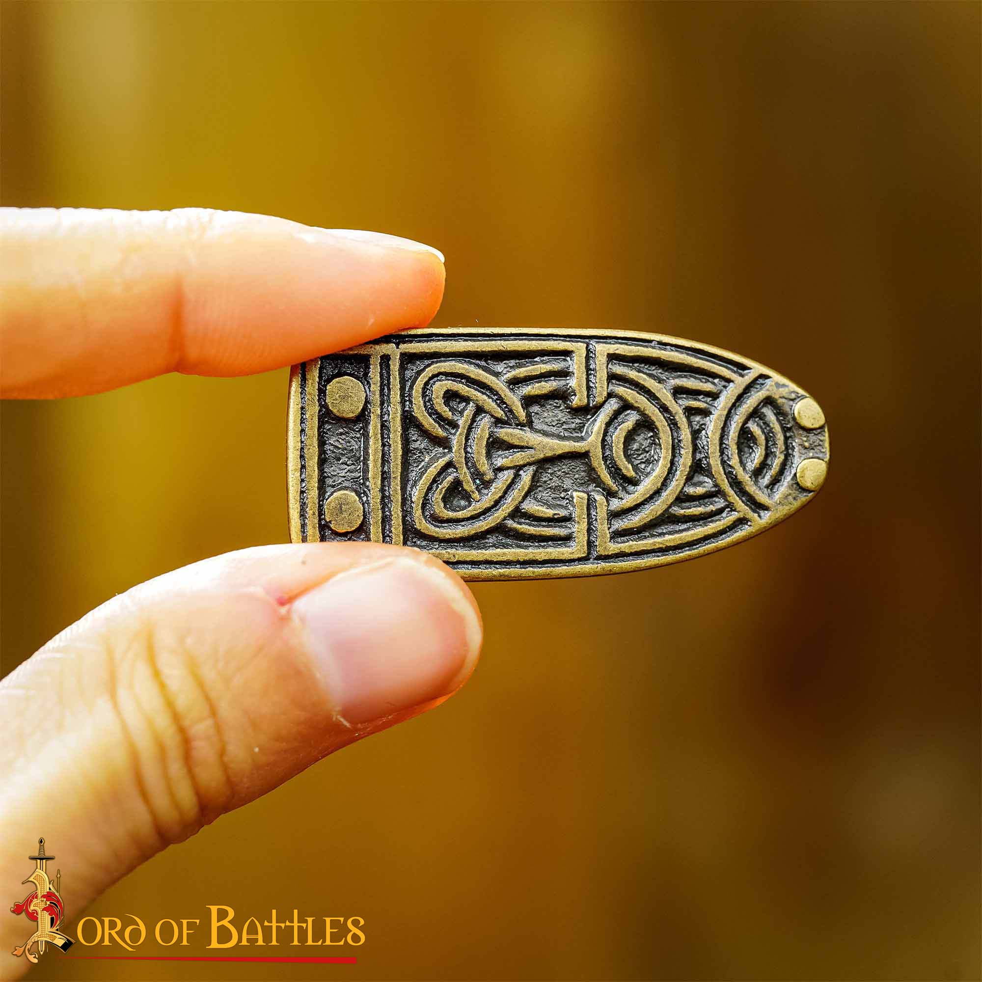 Ornate Celtic Antiqued Brass Viking Belt End Chape Functional Belt Accessory Ornate Celtic Antiqued Brass Viking Belt End Chape Functional Belt Accessory - Image 2