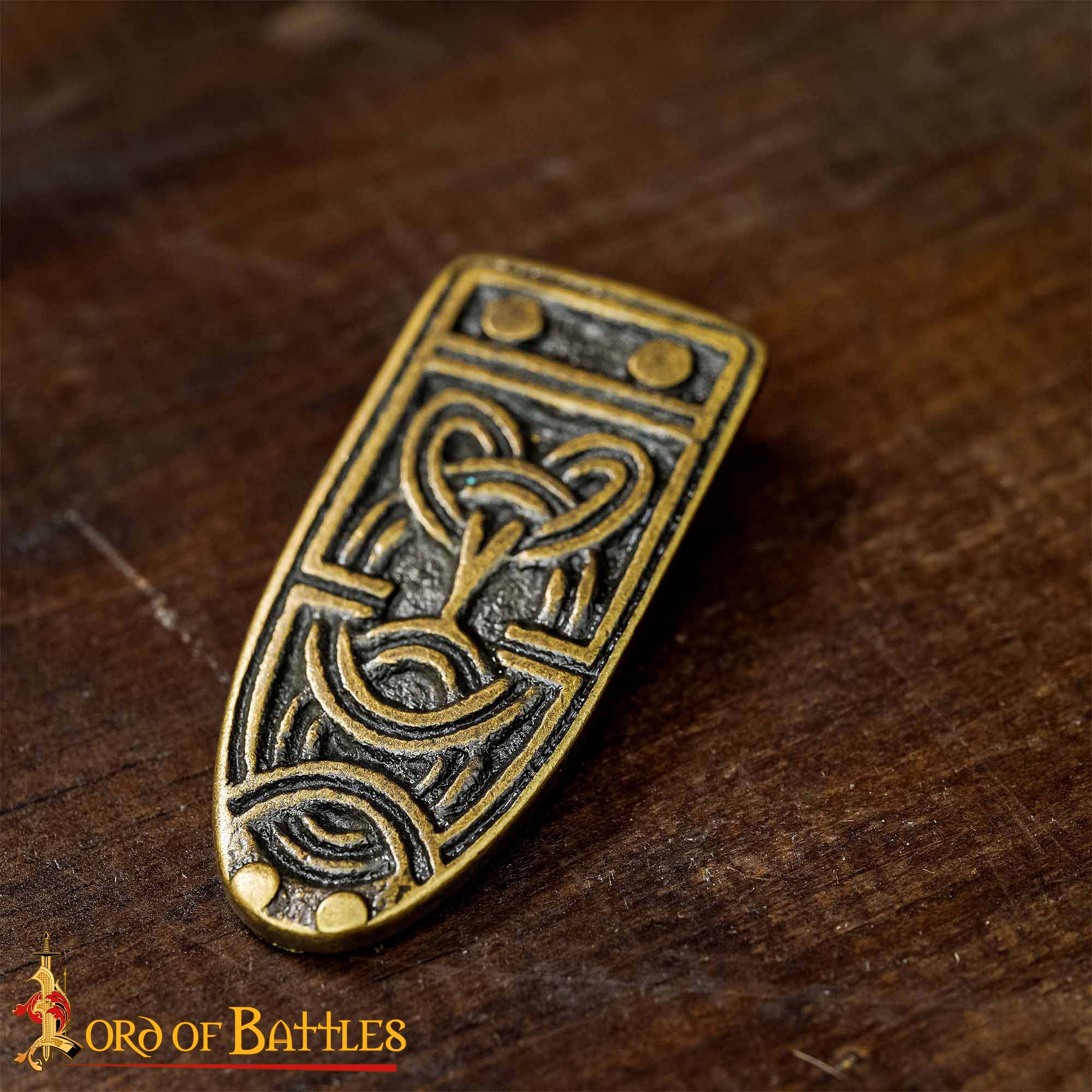 Ornate Celtic Antiqued Brass Viking Belt End Chape Functional Belt Accessory Viking Belt End Chape