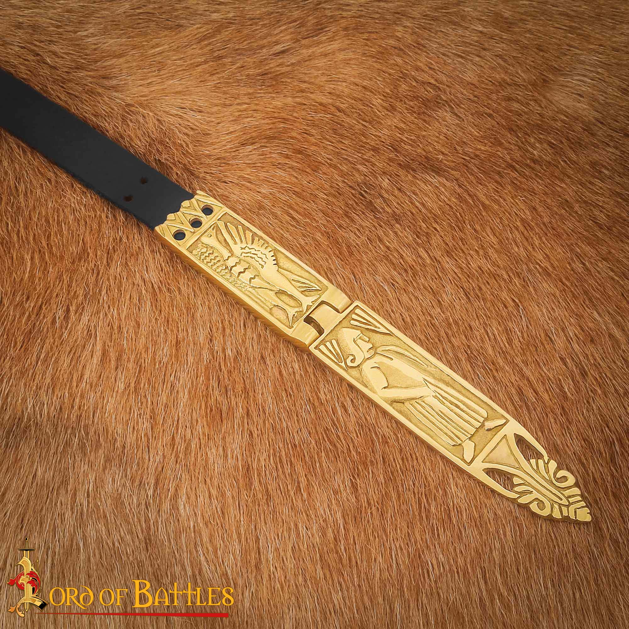 Ornate Roman Solid Brass Belt Chape, Historical Belt End Fitting for LARP & Costumes - Image 2