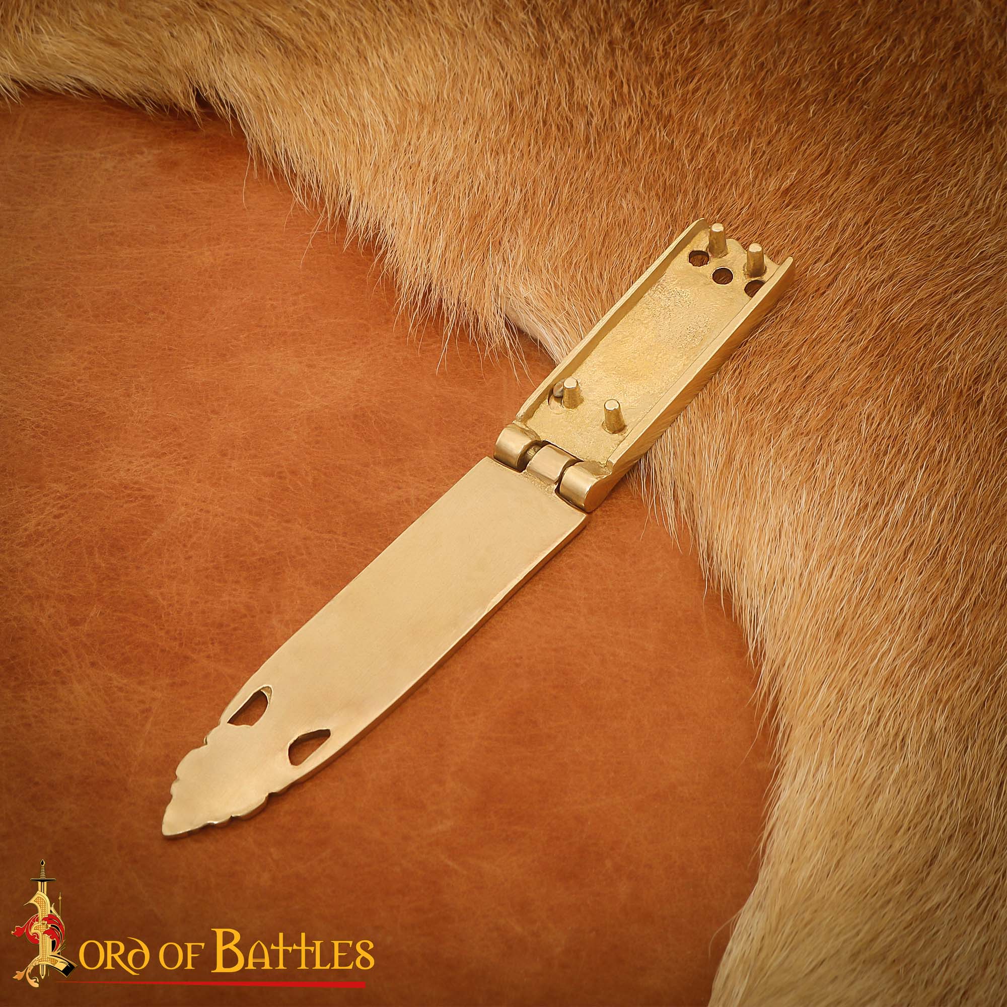 Ornate Roman Solid Brass Belt Chape, Historical Belt End Fitting for LARP & Costumes - Image 5