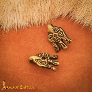 Antique Brass Viking Winingas Raven Hooks Set of 2
