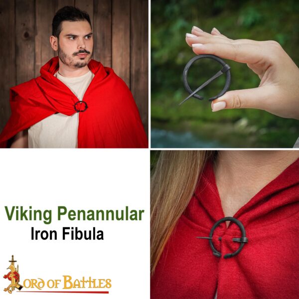 Medieval Viking Penannular Fibula Hand Forged Iron Cloak Pin - Image 8