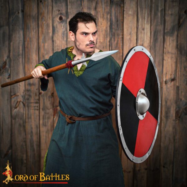 Viking Wooden Dichromatic Combat Functional Shield with Steel Umbo - Image 2