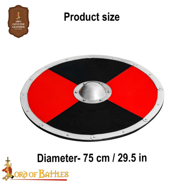 Viking Wooden Dichromatic Combat Functional Shield with Steel Umbo - Image 3