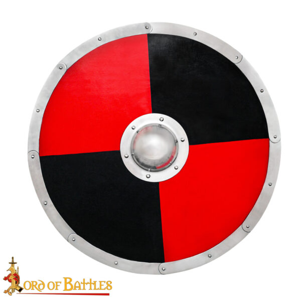 Viking Wooden Dichromatic Combat Functional Shield with Steel Umbo - Image 4