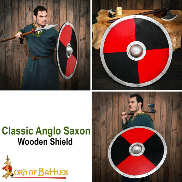 Viking Wooden Dichromatic Combat Functional Shield with Steel Umbo - Image 8