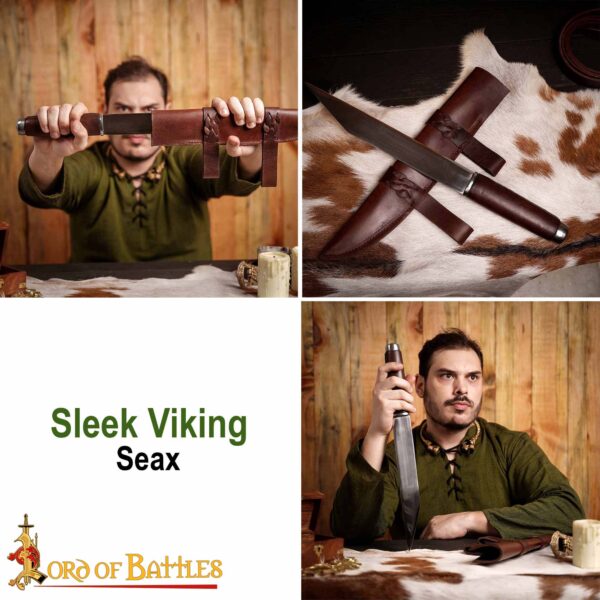 Sleek Viking Seax Carbon Steel Blade Historical Reenactments - Image 8