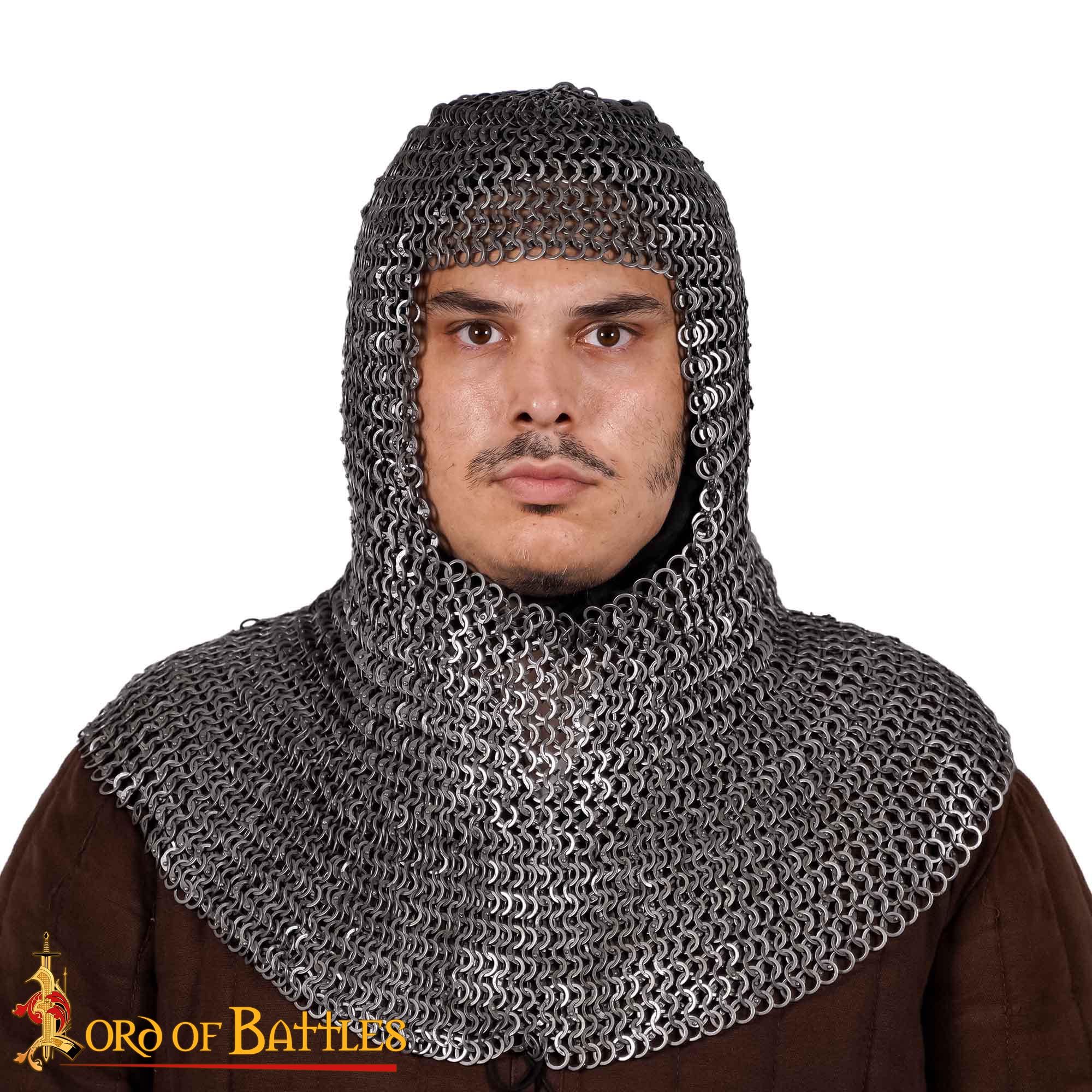 Chainmail Coif 9 mm 17 Gauge Mild Steel Flat Ring Dome Riveted with Alternate Flat Solid Rings - 368N 3