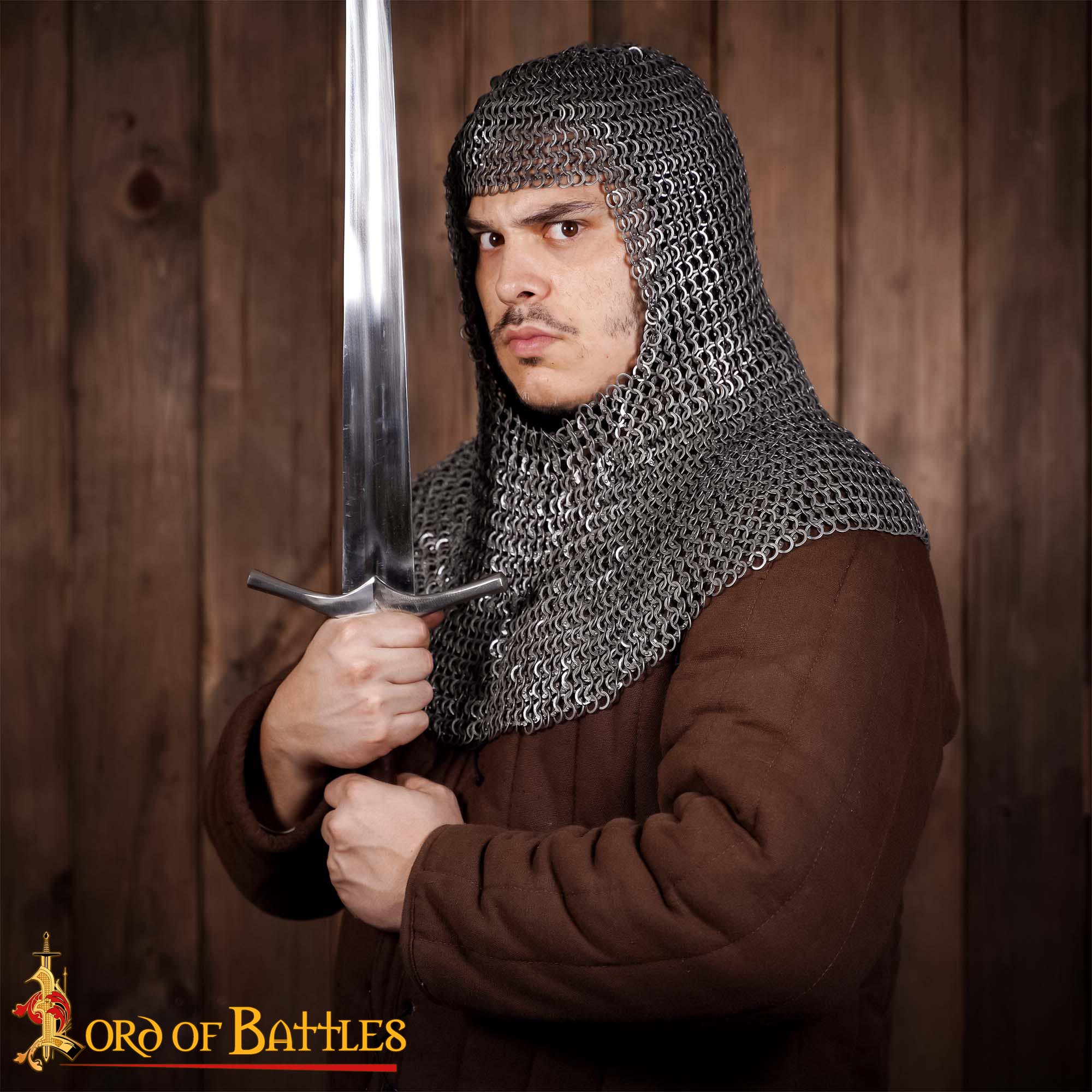 Chainmail Coif 9 mm 17 Gauge Mild Steel Flat Ring Dome Riveted with Alternate Flat Solid Rings - 368N 6