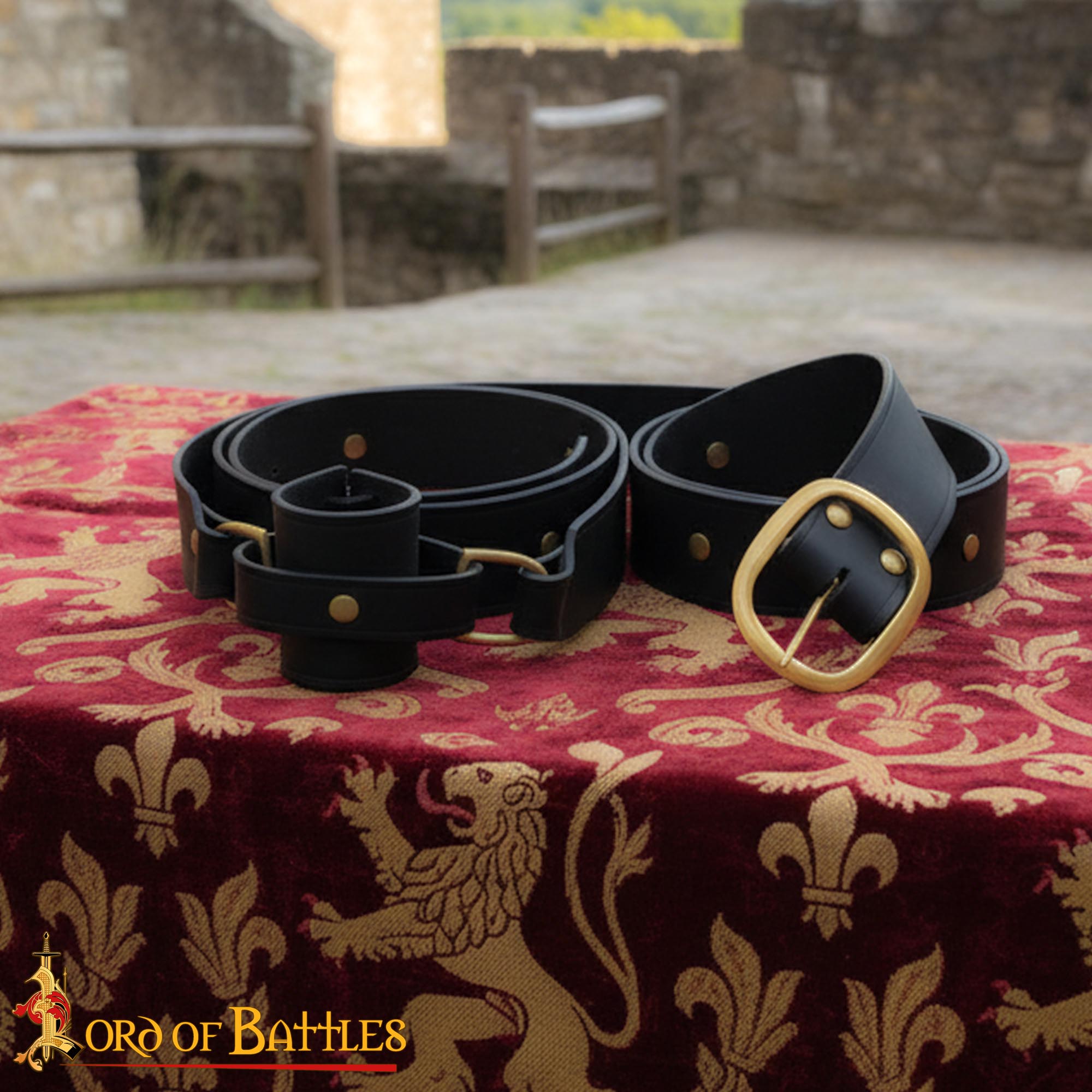 Handcrafted Medieval Double Wrap Sword Belt Genuine Leather - 26203BK 7