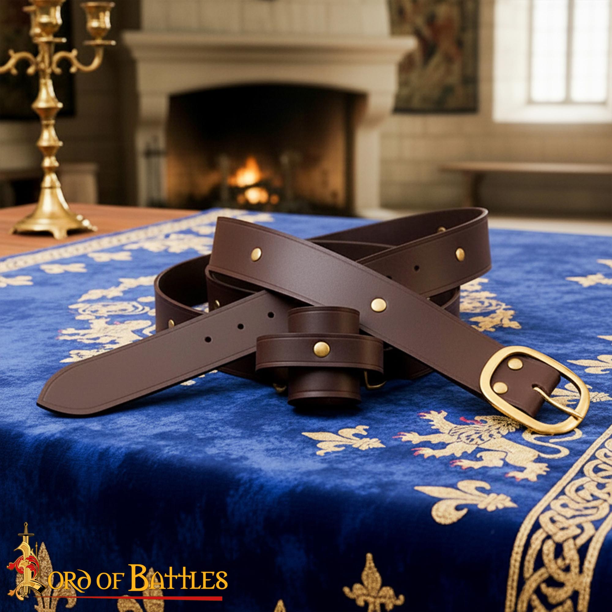 Handcrafted Medieval Double Wrap Sword Belt Genuine Leather - 26203CBR Medieval Double Wrap Sword Belt