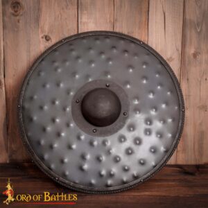 Fantasy Barbarian Shield with Rustic Hammered Texture for Fantasy Warrior Costume