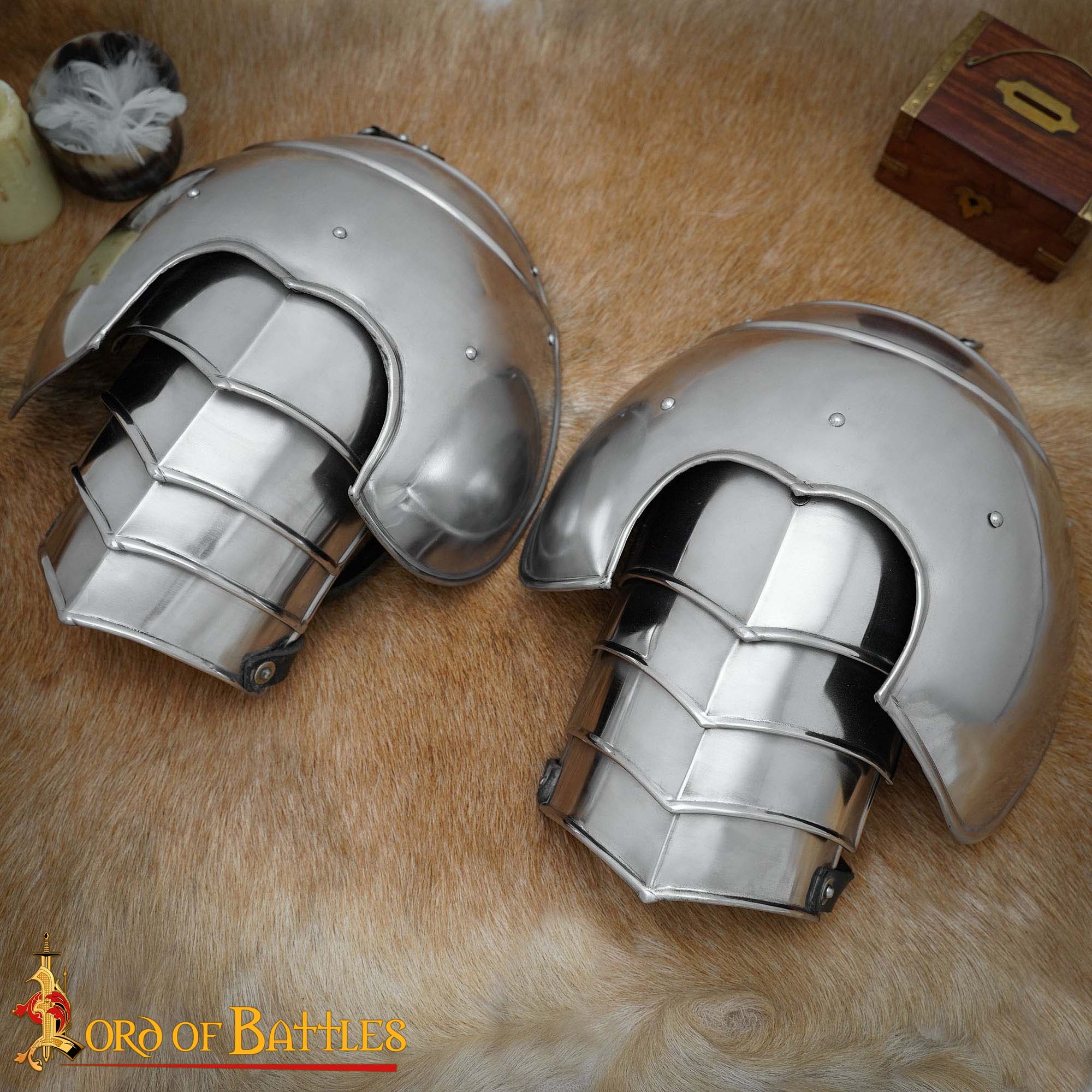 Medieval Articulated Steel Pauldrons Fantasy Knight Shoulder Protection - 9211 5