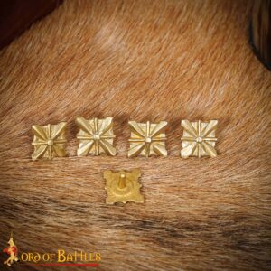 Medieval Pure Solid Brass Mounts – Decorative Leather Fittings | Set of 5, 2 cm