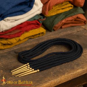 Medieval Brass-Tipped Cotton Laced Aiglets | Set of 5 for Clothing & Accessories