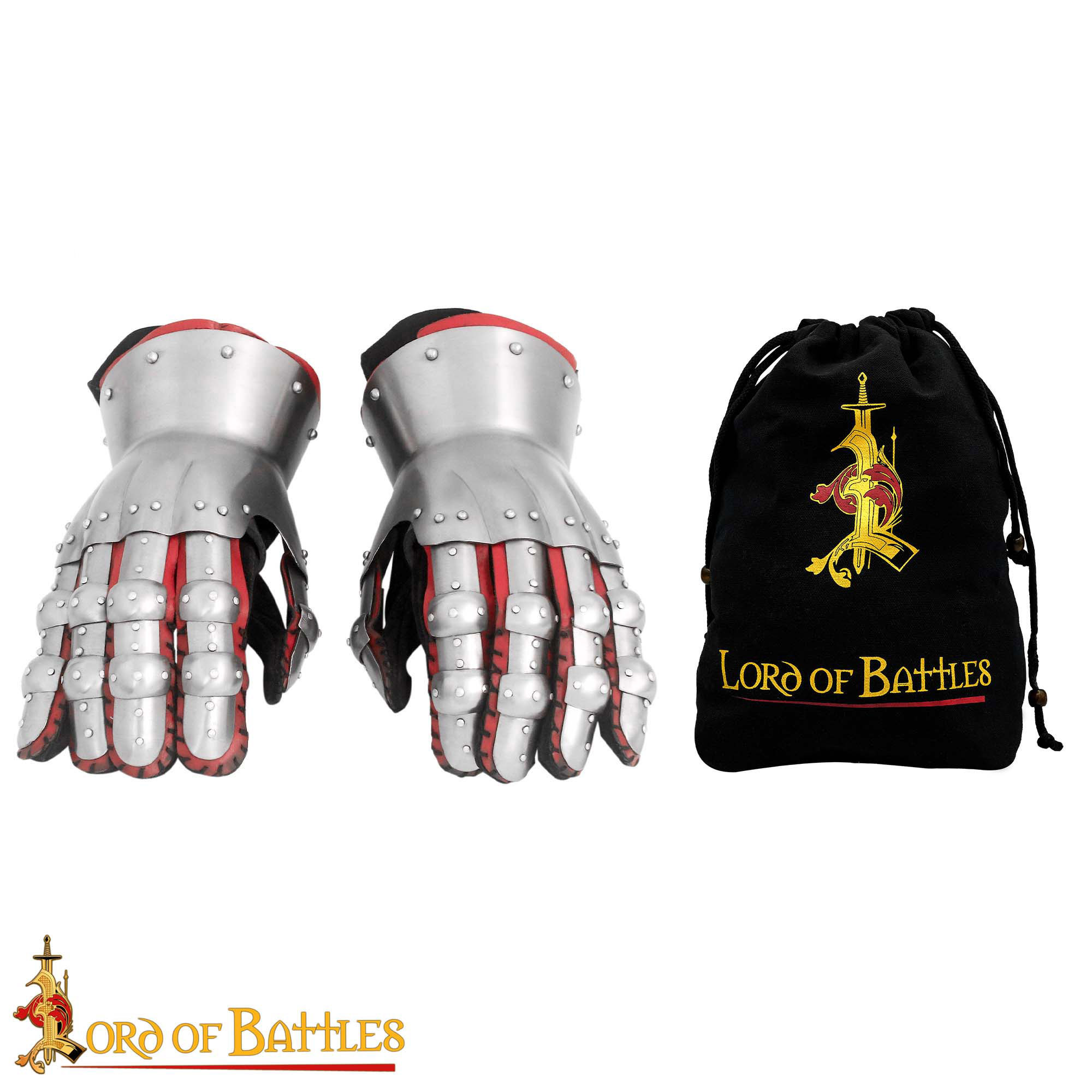 Medieval Hourglass Gauntlets14th Century Steel Knight Gloves with Genuine Suede Inner Gloves - 9408 4