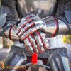Medieval Hourglass Gauntlets14th Century Steel Knight Gloves with Genuine Suede Inner Gloves - 9408 5