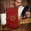 Medieval Leather Journal with Green Stone Handcrafted Vintage Diary-8604ABR
