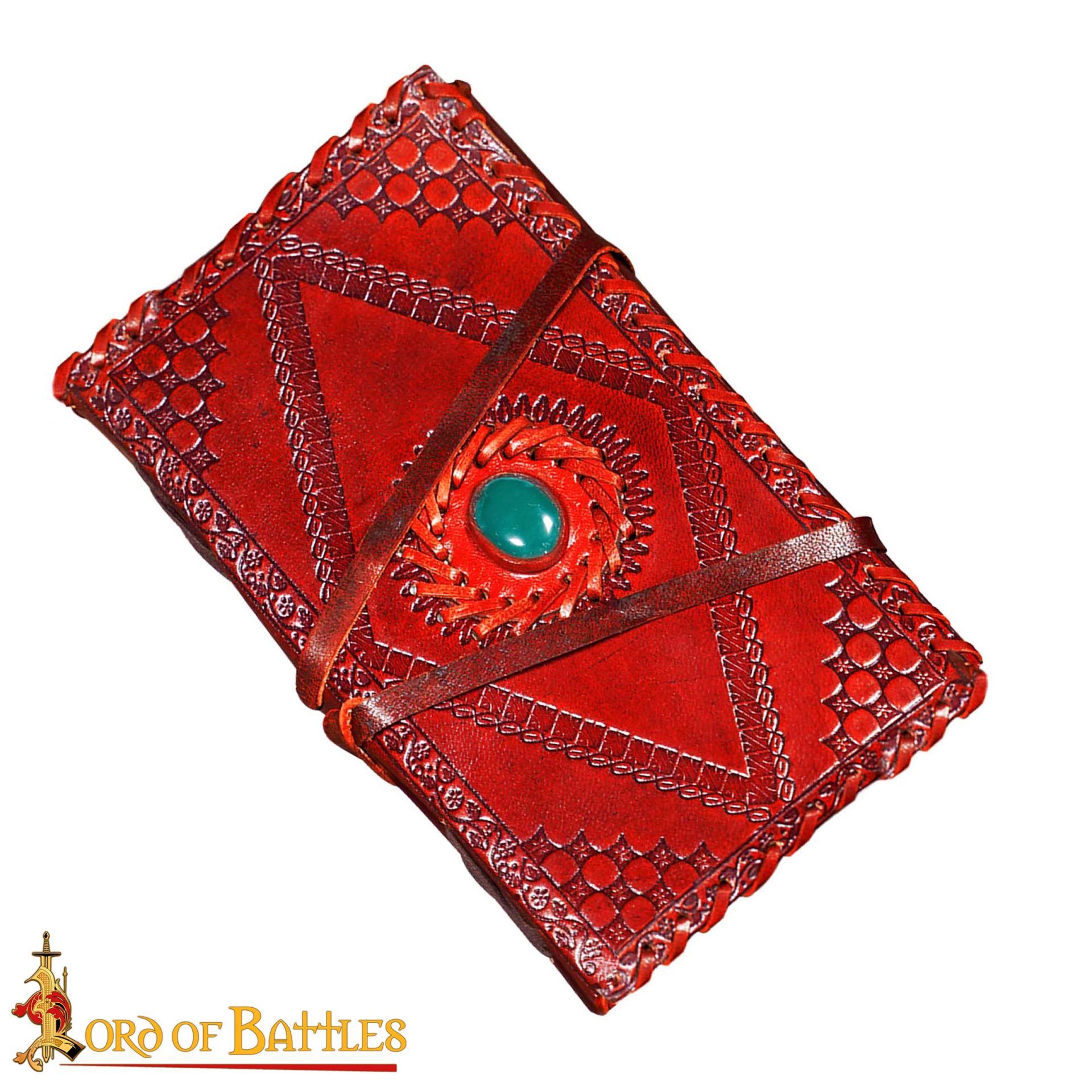 Medieval Leather Journal with Green Stone Handcrafted Vintage Diary-8604ABR 3