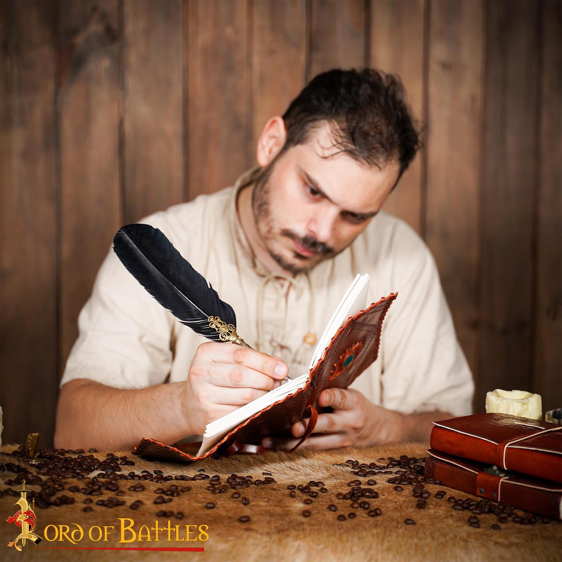 Medieval Leather Journal with Green Stone Handcrafted Vintage Diary-8604ABR 5