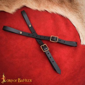 Medieval Leather Sword Hanger – Adjustable Double Strap Belt Suspension for LARP, & Stage