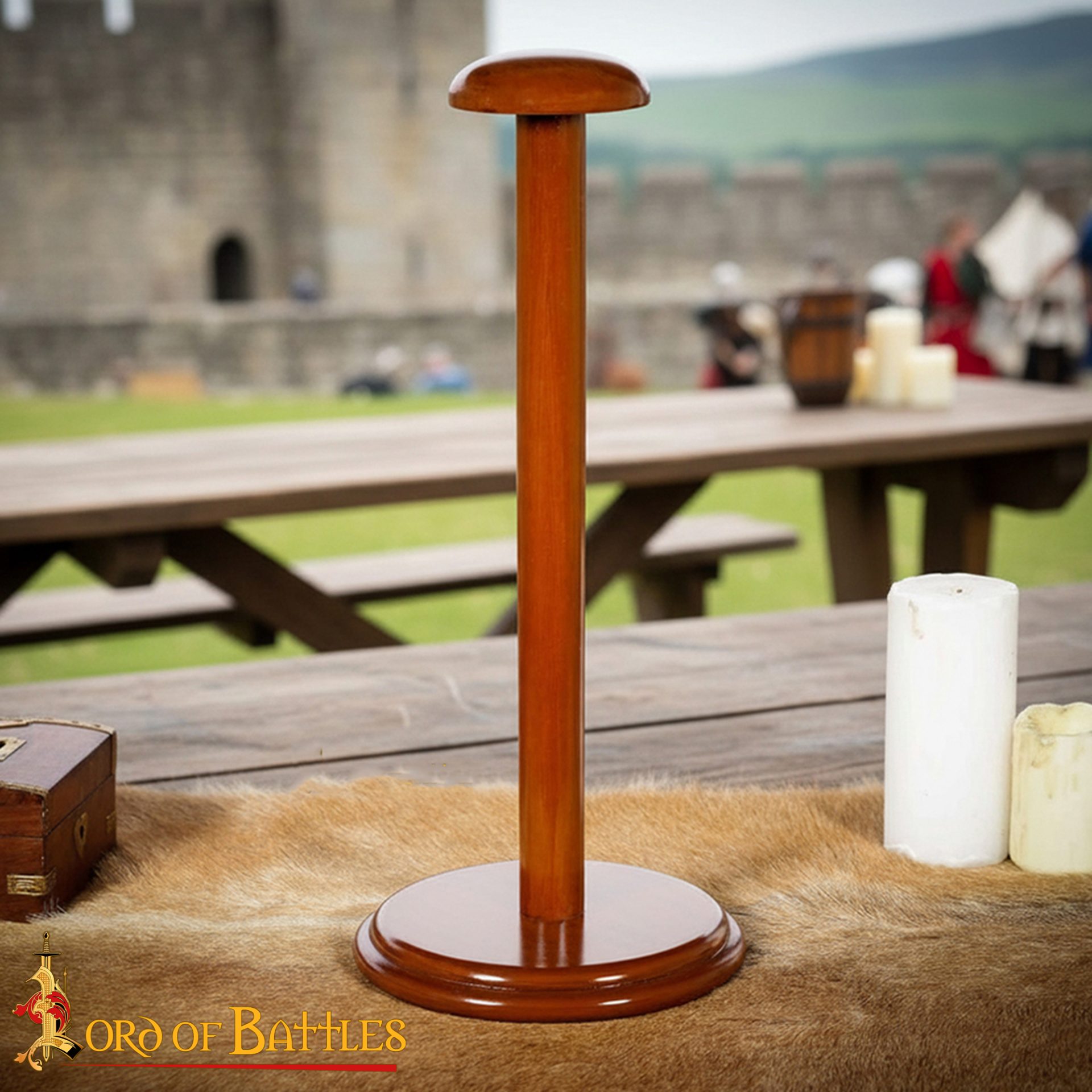 Medieval Wooden Helmet Stand Display Mount for Historical Helmets-2299