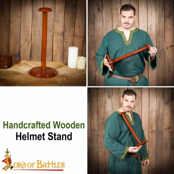 Handmade Wooden Helmet Stand for Helmets with or without Aventail - Image 9