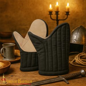 Medieval Padded Gloves Cotton Canvas with Leather Grip – Medieval Hand Protection