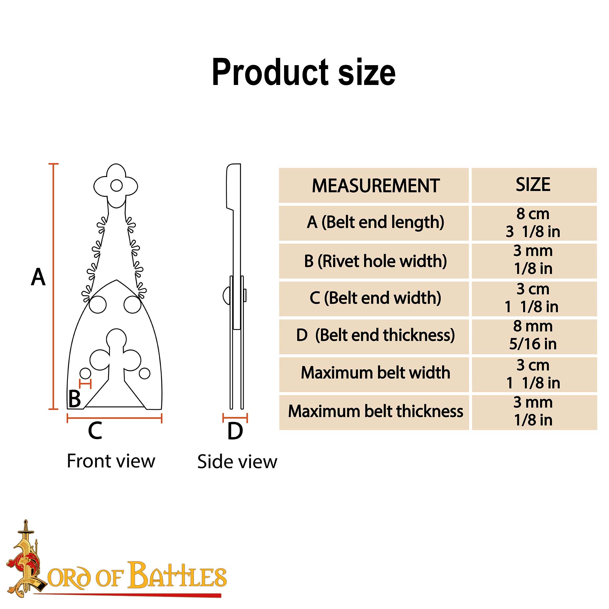 Renaissance Brass Belt Chape with Trefoil Motif Medieval Belt End Fitting - 25199 2