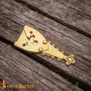Renaissance Brass Belt Chape with Trefoil Motif – Medieval Belt End Fitting