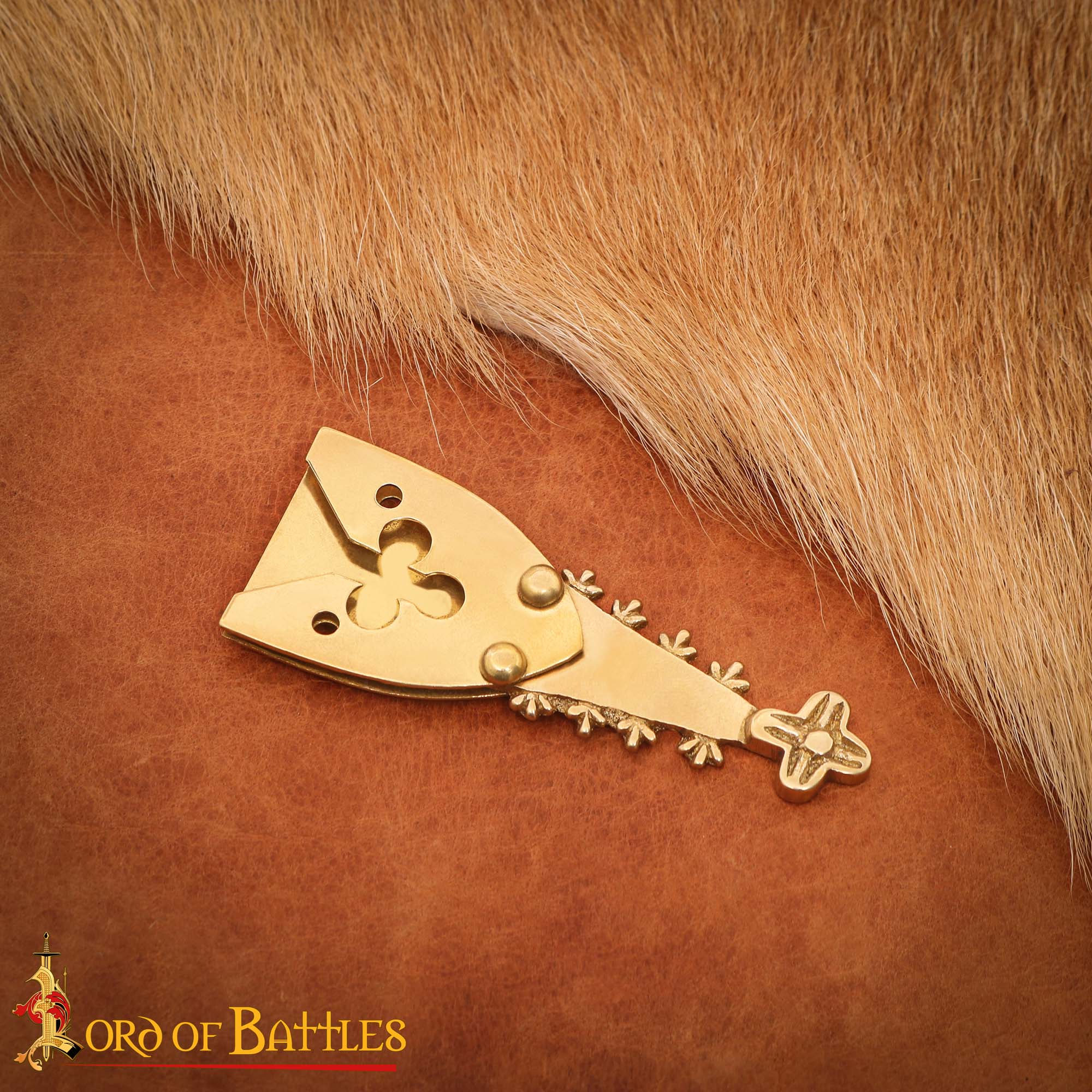 Renaissance Brass Belt Chape with Trefoil Motif Medieval Belt End Fitting - 25199 4