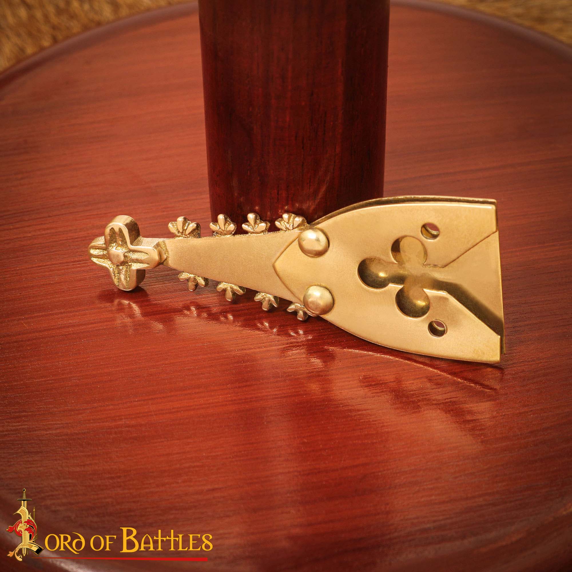 Renaissance Brass Belt Chape with Trefoil Motif Medieval Belt End Fitting - 25199 6