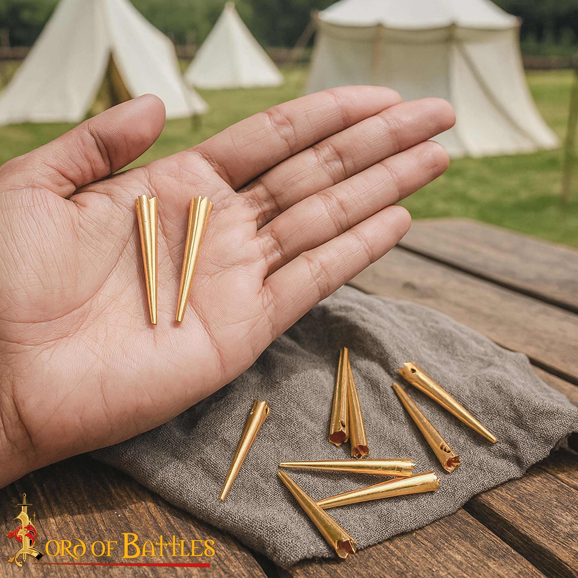 Set of 10 Medieval Castle Top Aiglets Pure Solid Brass Lacing Tips for Historical Costumes & Leather craft-8702-10pcs 1