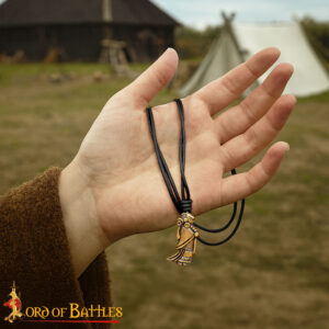 Valkyrie Viking Antique Brass Pendant with Adjustable Genuine Leather Cord